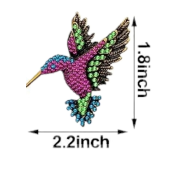 Beautiful Crystal Hummingbird Brooch Pin Full of Bling NIP - Picture 3 of 8